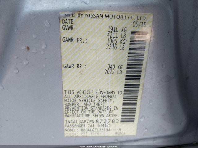 1N4AL3AP7FN872783 Nissan Altima 2.5 S