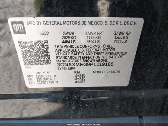 3GNAXMEG9PL119165 Chevrolet Equinox Fwd Rs