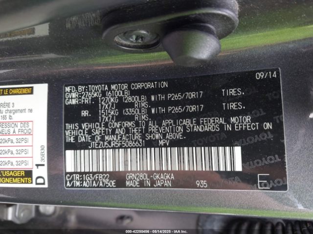 JTEZU5JR5F5086631 Toyota 4RUNNER SR5