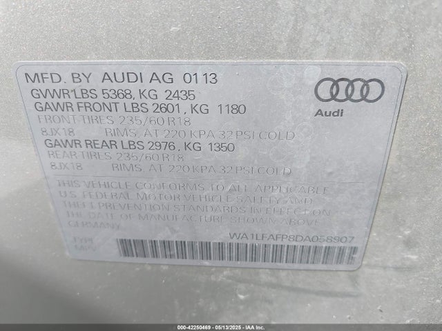 2013 AUDI Q5 WA1LFAFP8DA058907 Photo 8
