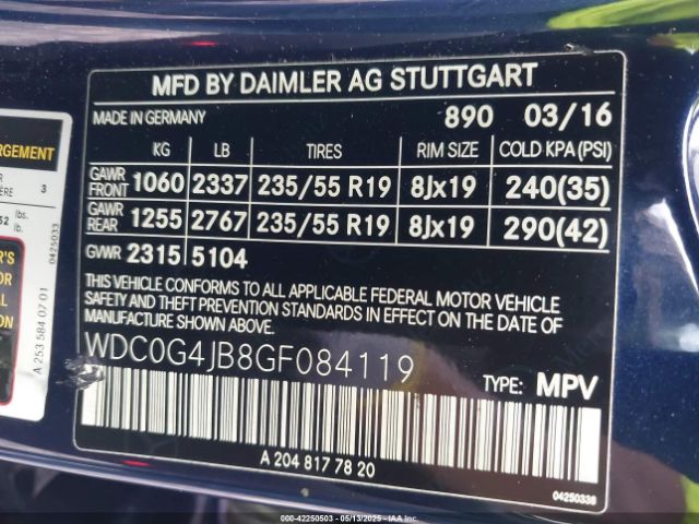 2016 MERCEDES-BENZ GLC 300 WDC0G4JB8GF084119 Photo 8