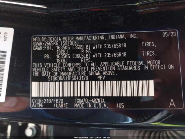 5TDKDRAH1PS043128 Toyota Highlander Le