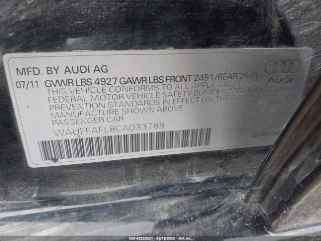 2012 AUDI A4 WAUFFAFL8CA033789 Photo 8