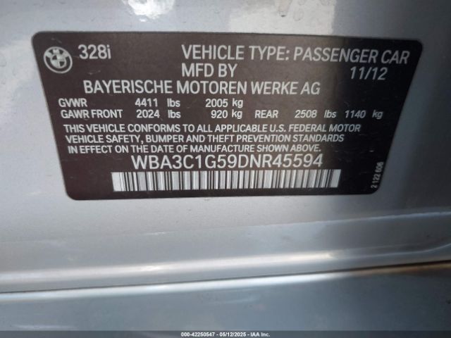 2013 BMW 328I WBA3C1G59DNR45594 Photo 8