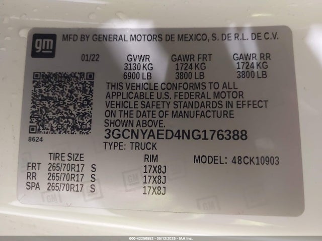 3GCNYAED4NG176388 Chevrolet l84