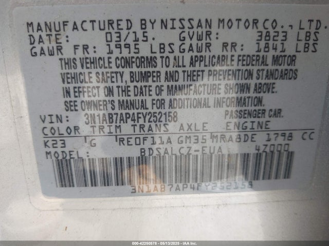 3N1AB7AP4FY252158 Nissan SENTRA S