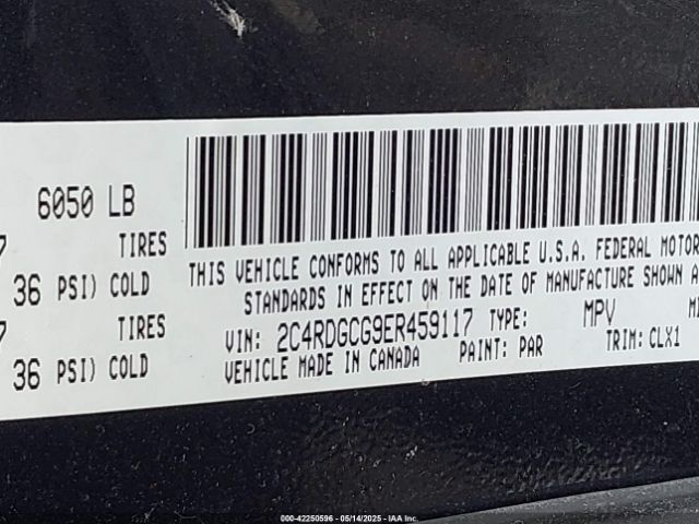 2C4RDGCG9ER459117 Dodge Grand Caravan Sxt 30th Anniversary