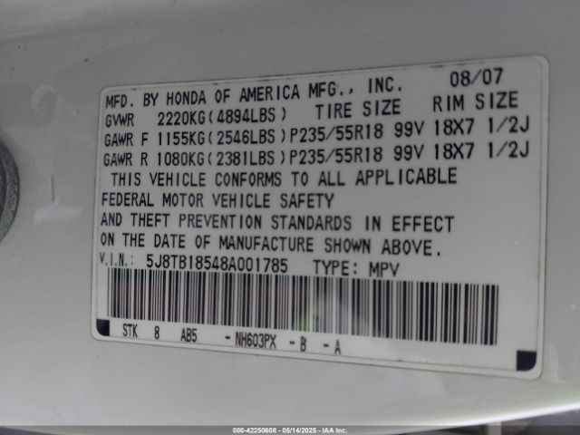 2008 ACURA RDX 5J8TB18548A001785 Photo 8