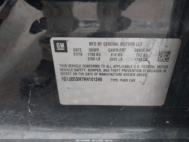 1G1JD5SH7H4101249 Chevrolet Sonic Lt Auto