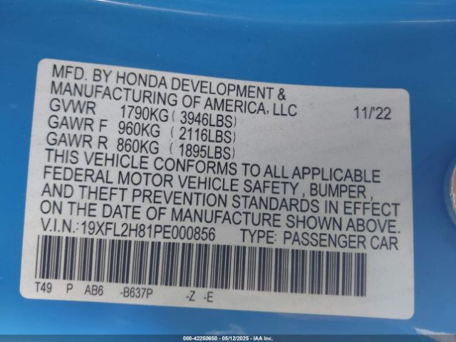 2023 HONDA CIVIC 19XFL2H81PE000856 Photo 8