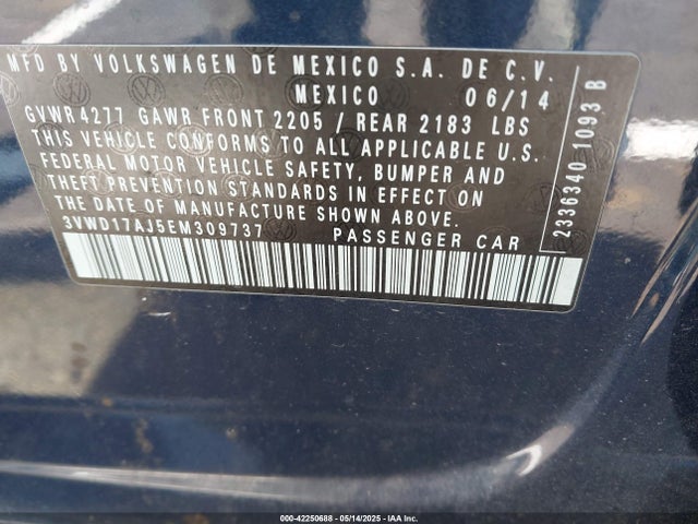 3VWD17AJ5EM309737 Volkswagen Jetta 1.8t Se