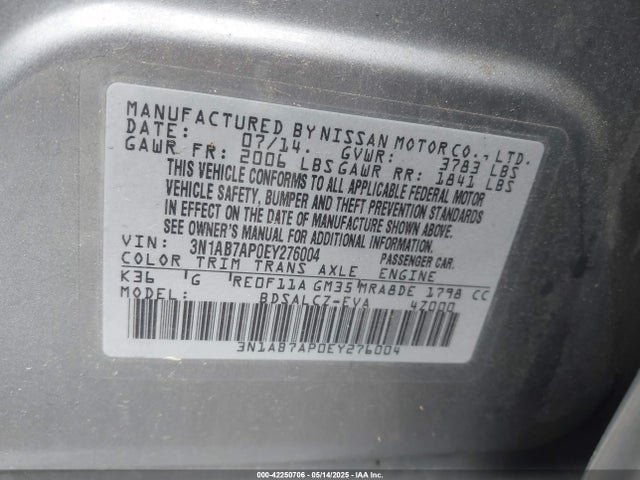 Nissan SENTRA S 2014 3N1AB7AP0EY276004 Image 9