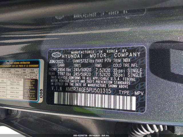 KM8R74GE5PU501315 Hyundai gdi lambda ii