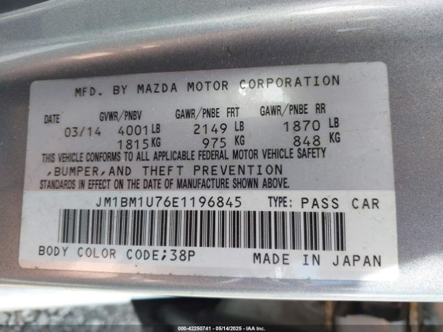JM1BM1U76E1196845 Mazda pe