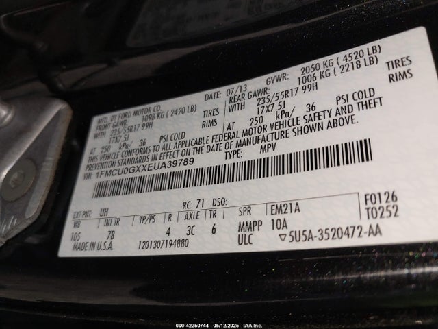 1FMCU0GXXEUA39789 Ford ESCAPE SE