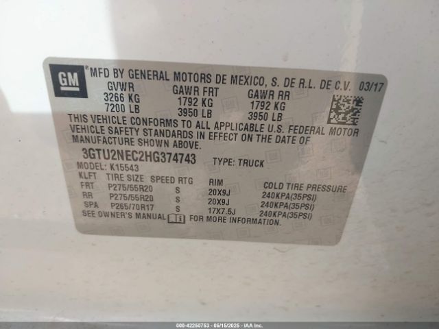 3GTU2NEC2HG374743 GMC l83 -spark ignited direct injection, variable valve timing, afm, e85 max, alum