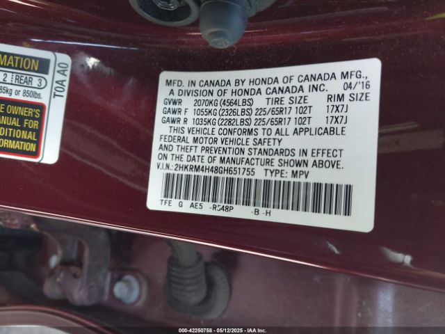 2HKRM4H48GH651755 Honda CR-V SE