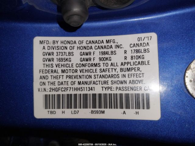 2HGFC2F71HH511341 Honda CIVIC EX
