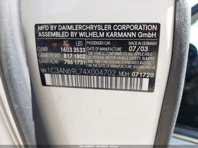 2004 CHRYSLER CROSSFIRE 1C3AN69L74X004702 Photo 8