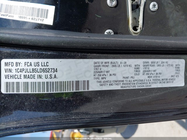2020 Jeep Cherokee Latitude Plus Fwd მანქანა იყიდება აუქციონზე, vin: 1C4PJLLB5LD652734, აუქციონის ნომერი: 42250819