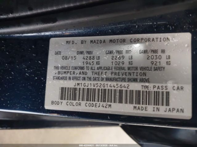 JM1GJ1V52G1445642 Mazda Mazda6 I Touring