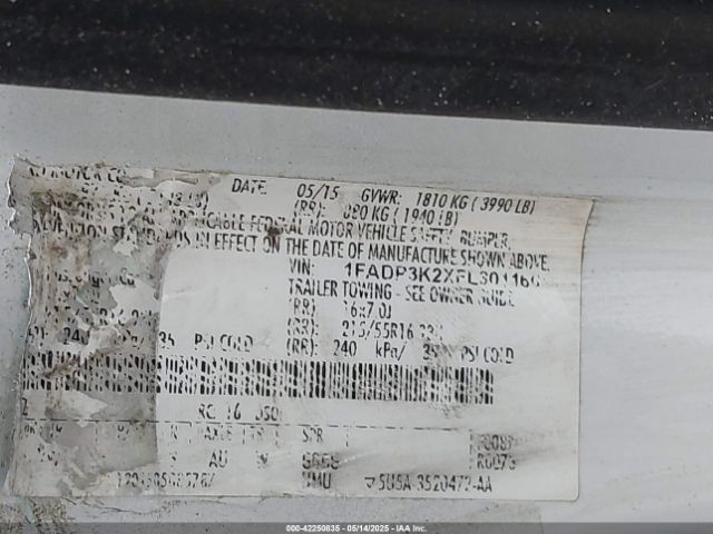 2015 FORD FOCUS 1FADP3K2XFL301160 Photo 8