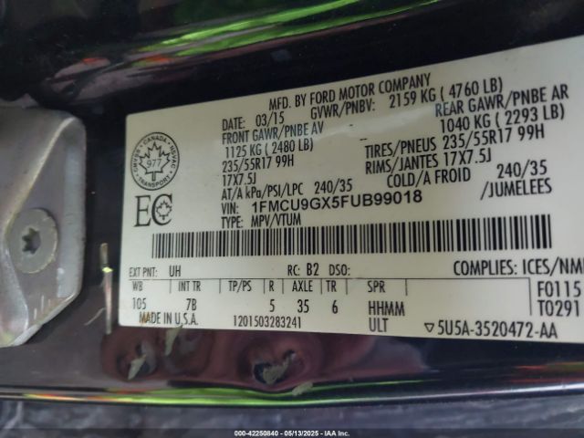 2015 FORD ESCAPE 1FMCU9GX5FUB99018 Photo 8