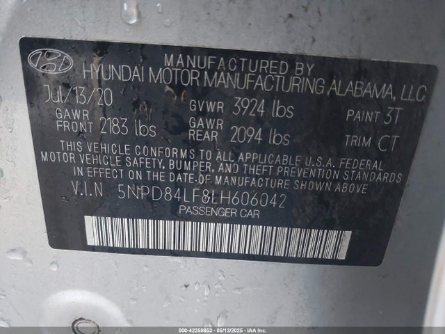 5NPD84LF8LH606042 Hyundai ELANTRA SEL