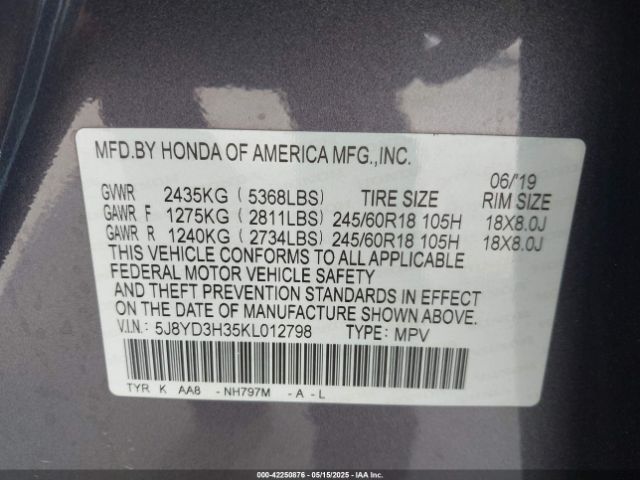 2019 ACURA MDX 5J8YD3H35KL012798 Photo 8