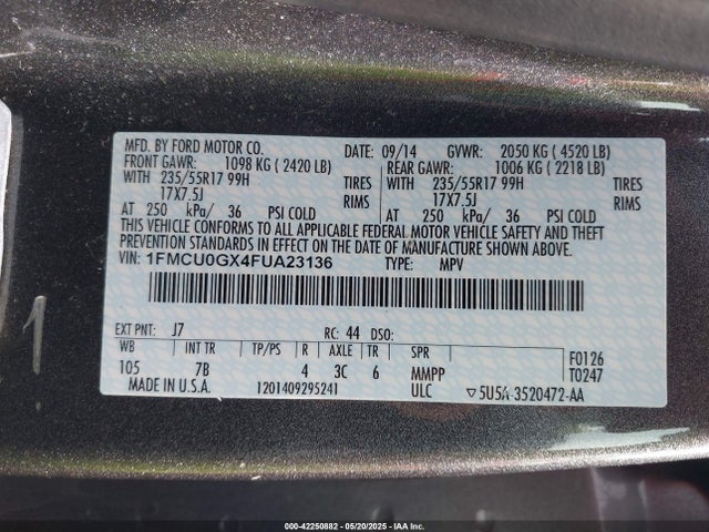1FMCU0GX4FUA23136 Ford ESCAPE SE