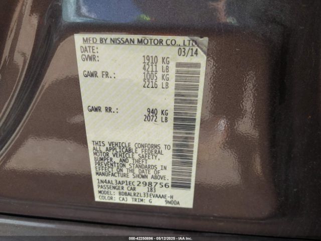 1N4AL3AP1EC298756 Nissan Altima 2.5 S