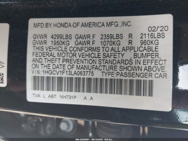 2020 HONDA ACCORD 1HGCV1F13LA063775 Photo 8