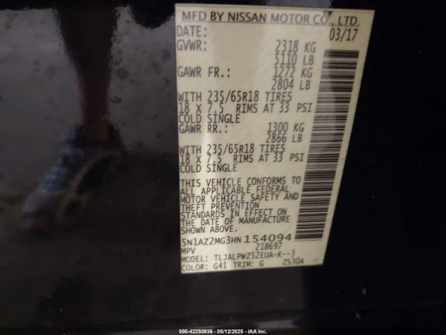 5N1AZ2MG3HN154094 Nissan MURANO S