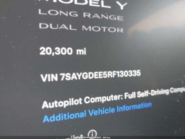 7SAYGDEE5RF130335 Tesla Model Y Long Range Dual Motor All-wheel Drive