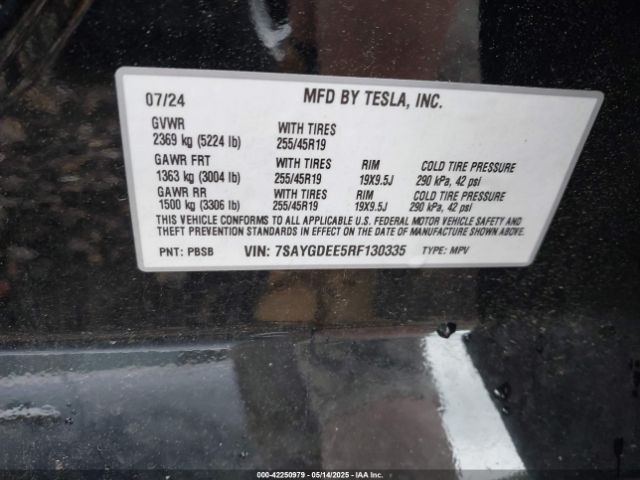 7SAYGDEE5RF130335 Tesla Model Y Long Range Dual Motor All-wheel Drive