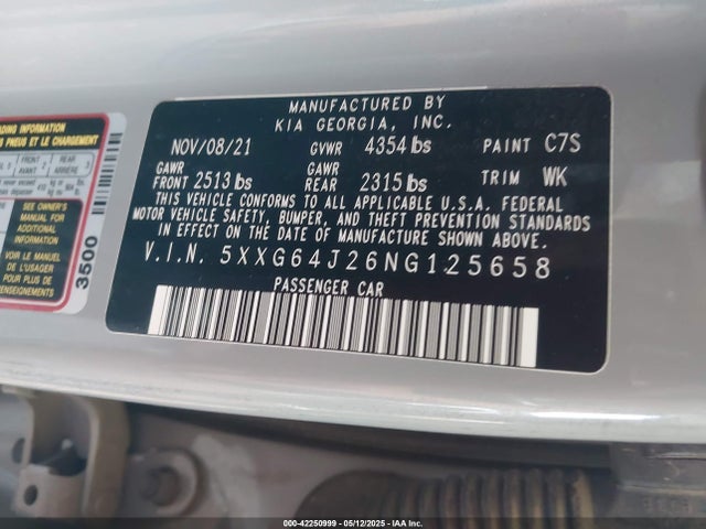 5XXG64J26NG125658 KIA t-gdi gamma ii