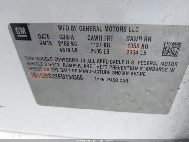 1G1125S3XFU134365 Chevrolet Impala 2lt