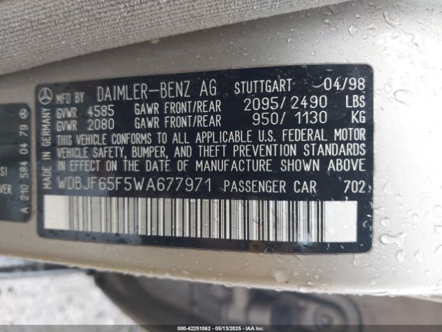 1998 MERCEDES-BENZ E 320 WDBJF65F5WA677971 Photo 8