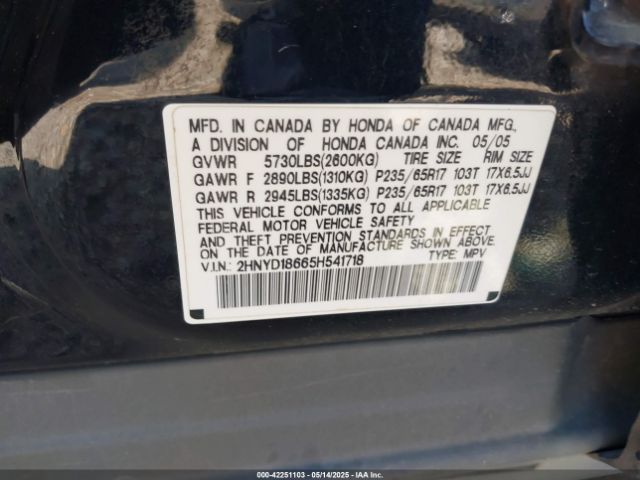 2005 ACURA MDX 2HNYD18665H541718 Photo 8