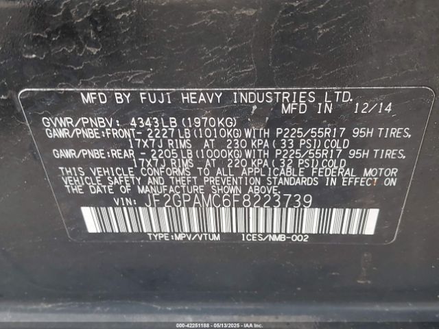 JF2GPAMC6F8223739 Subaru Xv Crosstrek 2.0i Limited