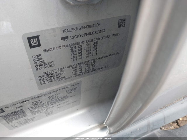 3GCPYCEF0LG313183 Chevrolet l82 - di, afm, alum, gen 5, var 1