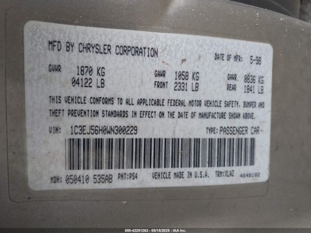 1998 CHRYSLER CIRRUS 1C3EJ56H0WN300229 Photo 8