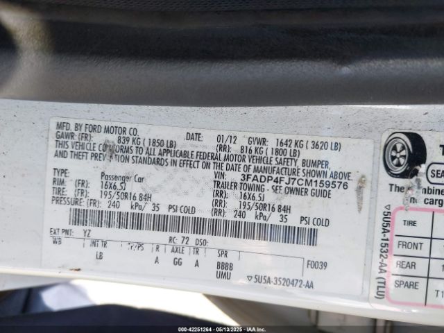 2012 FORD FIESTA 3FADP4FJ7CM159576 Photo 8