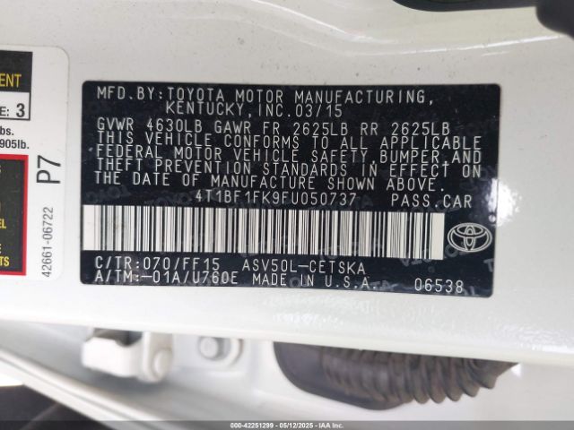 4T1BF1FK9FU050737 Toyota CAMRY SE
