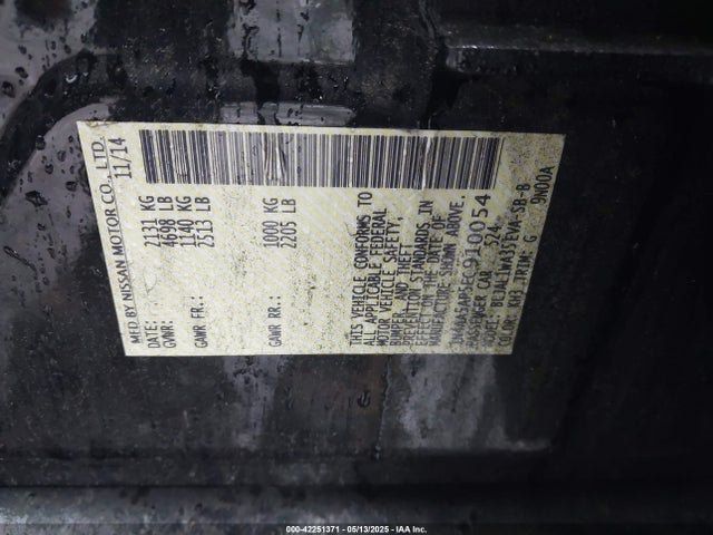 Nissan Maxima 3.5 Sv 2014 1N4AA5AP5EC910054 Image 9
