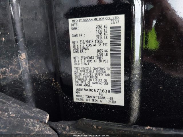 2022 NISSAN ROGUE 5N1BT3BA8NC672638 Photo 8
