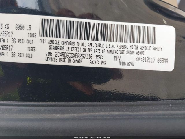 2C4RDGCGXER267110 Dodge Grand Caravan Sxt