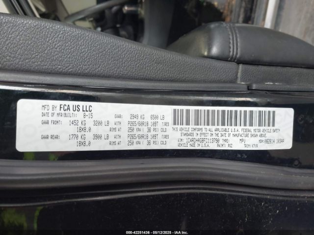 1C4RDHAG8FC113790 Dodge Durango Sxt