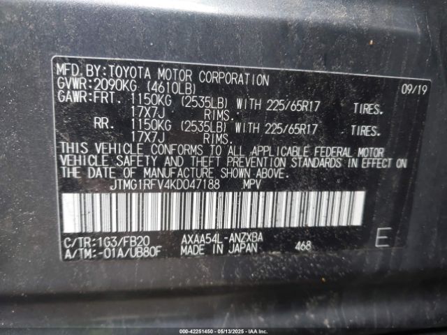 JTMG1RFV4KD047188 Toyota RAV4 LE