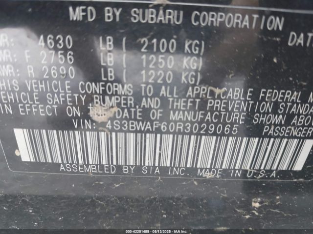 4S3BWAF60R3029065 Subaru Legacy Premium
